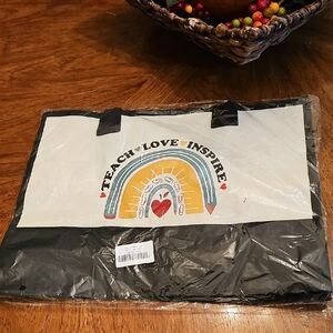 Teacher Black and White Tote with Colorful Design BNWT Gift Holiday Appreciation